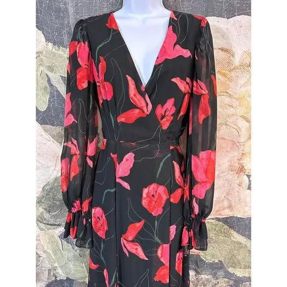 New Anthropologie x Hutch Valentina Floral Wrap Maxi Dress Size Small - Picture 5 of 7